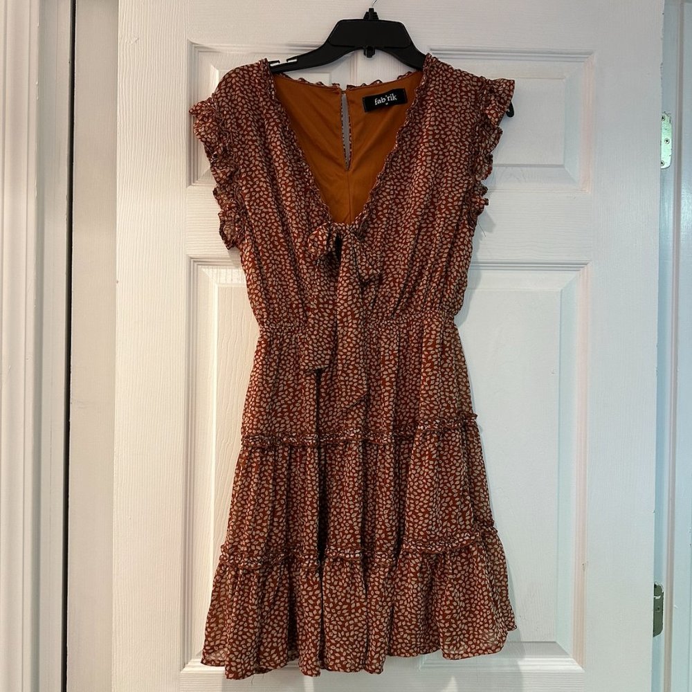Burnt Orange Fab'rik Dress with Tie in Front